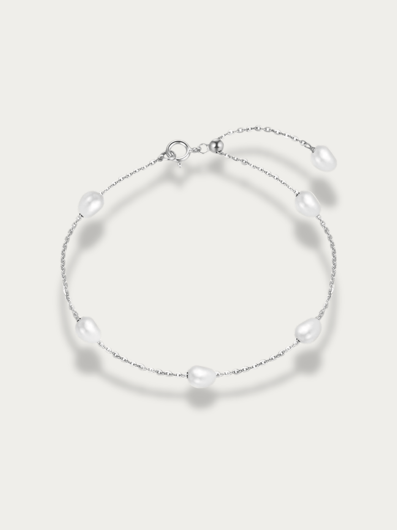pearly cable chain sterling silver bracelet
