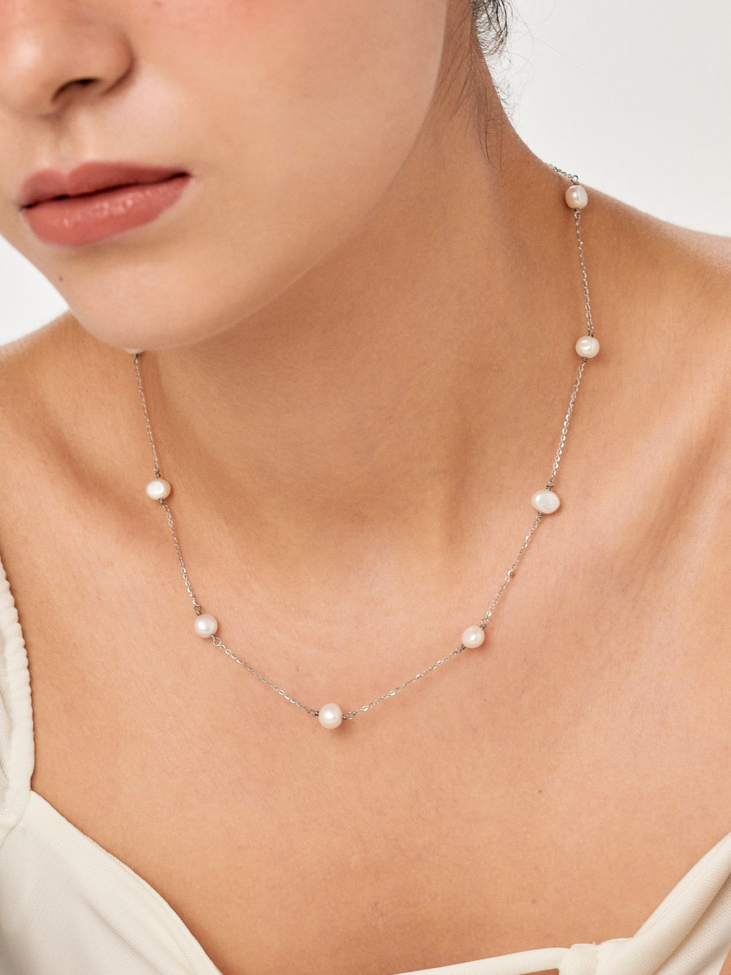 PEARLY cable chain sterling silver necklace freshwater pearl Malaysia