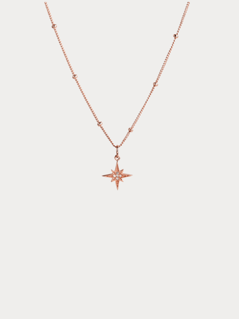 PENELOPE North Star Necklace in rose gold, full view