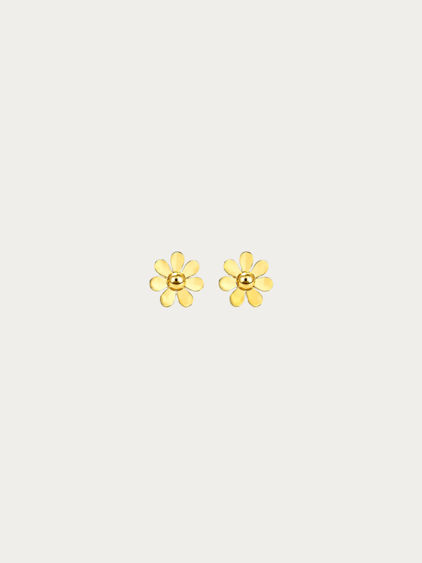 Petite Daisy Stud Earrings in gold, daisy flower silhouette