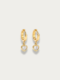 philia heart drop huggie earrings front view sparkle