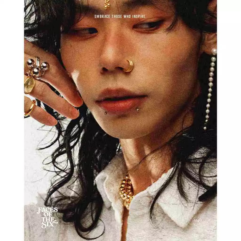 Pioneer Spiral Nose Ring worn on nose, textured titanium spiral nose ring Malaysia lifestyle