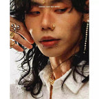 Pioneer Spiral Nose Ring worn on nose, textured titanium spiral nose ring Malaysia lifestyle