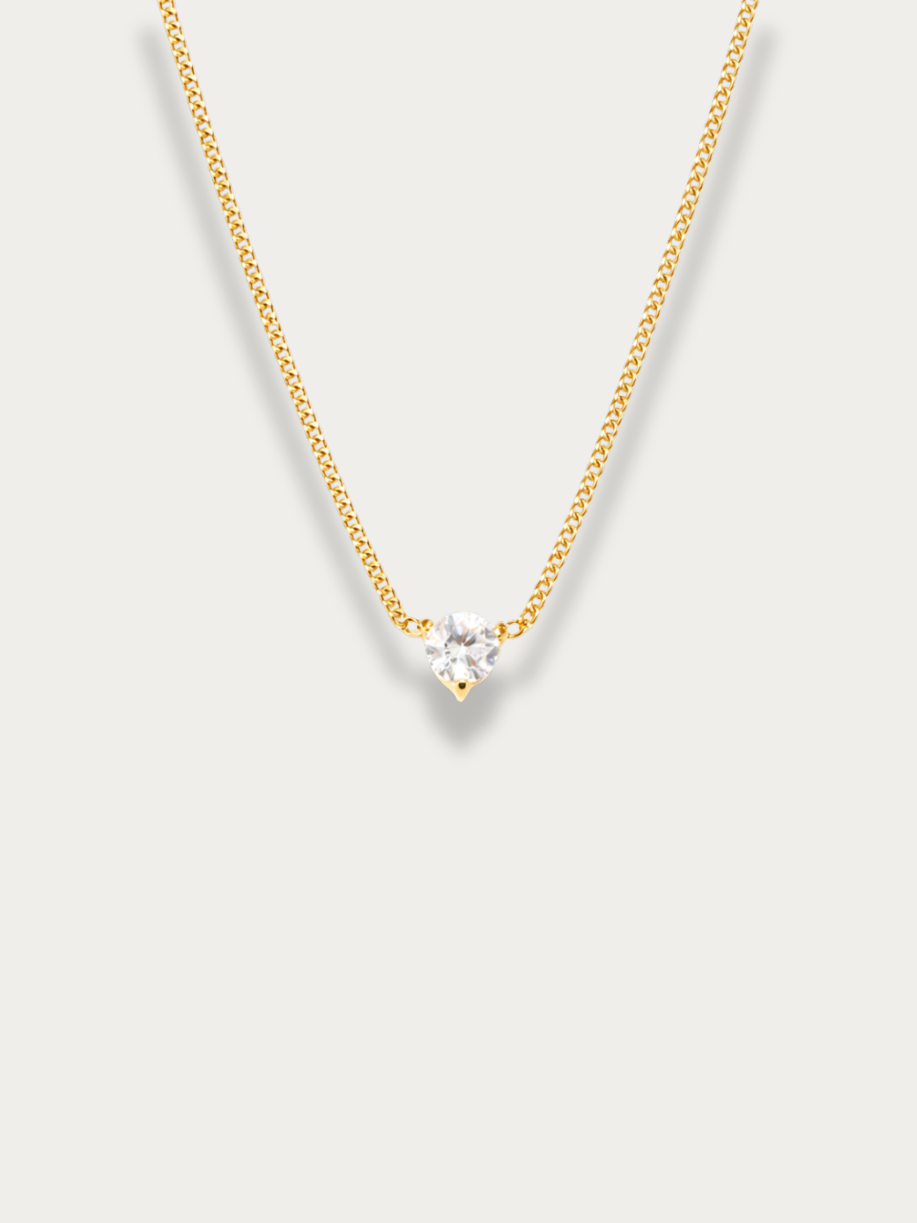 pragma solitaire curb chain necklace front view sparkle