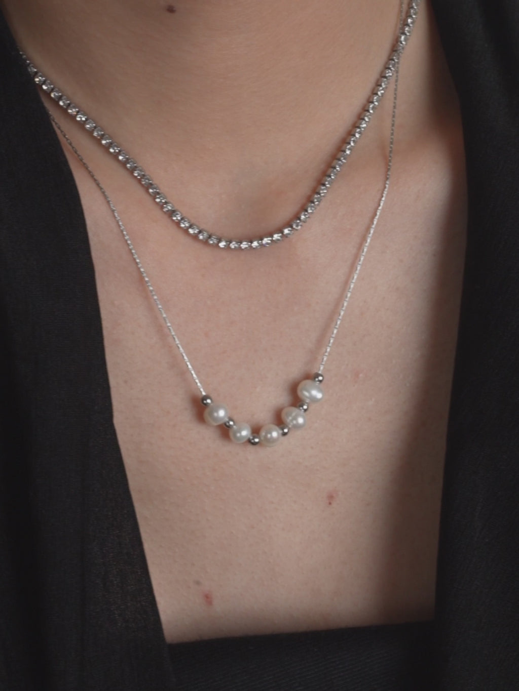 Kindred Pearl Connection Necklace worn on neckline