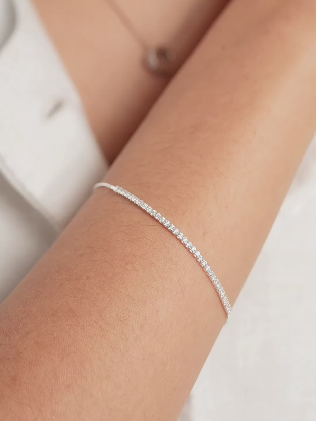 Stillness Semi Tennis Bracelet worn on wrist