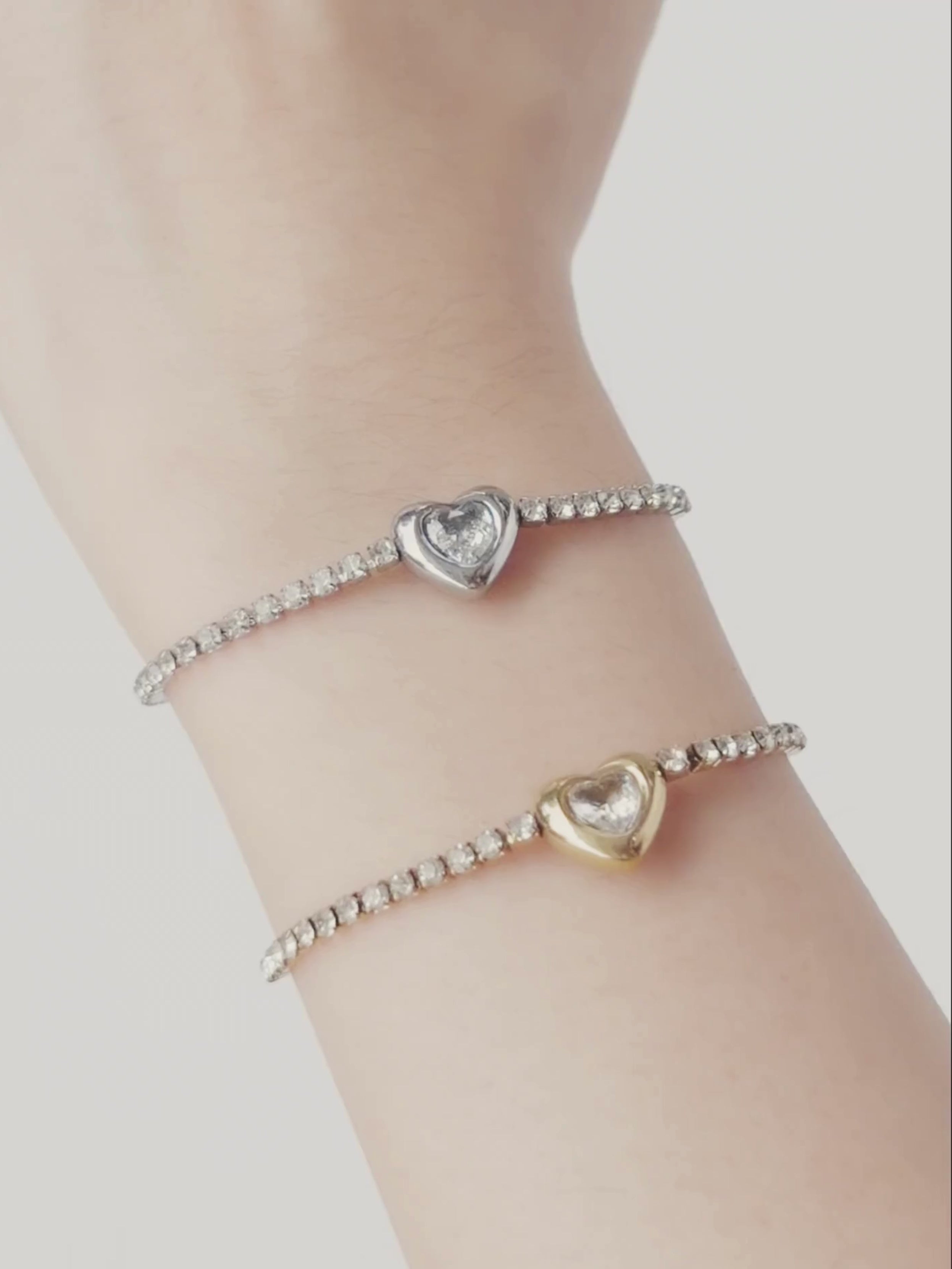 Luminous Heart Tennis Clear Stone Bracelet