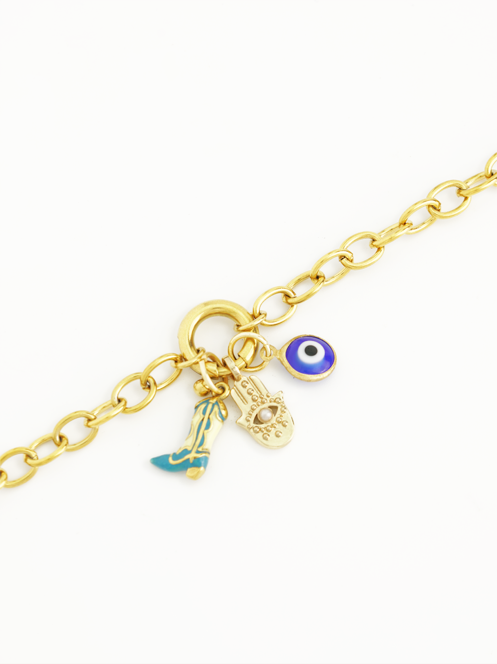 Protective Hamsa hand charm gold plated bracelet necklace