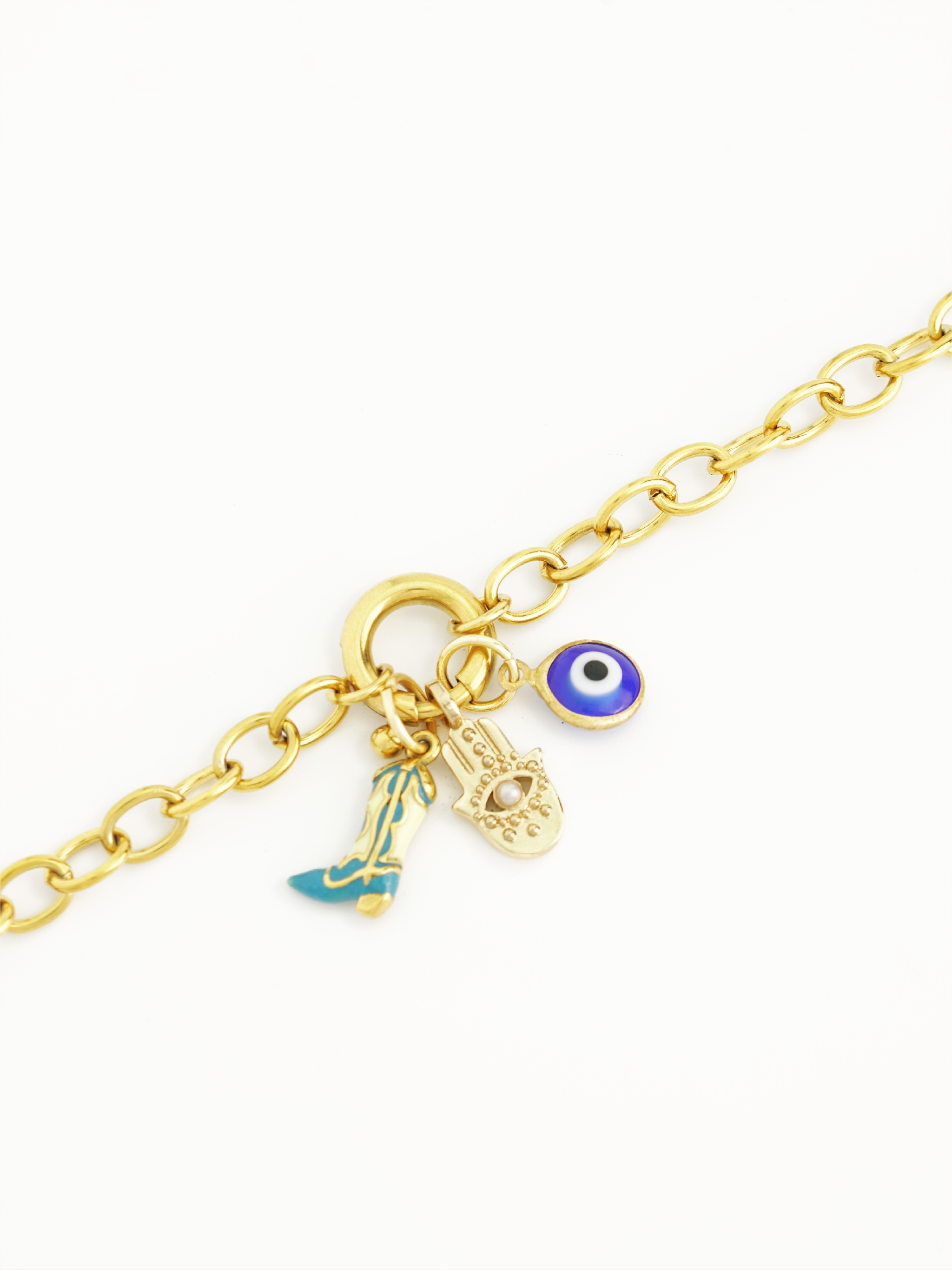 Protective Hamsa hand charm gold plated bracelet necklace