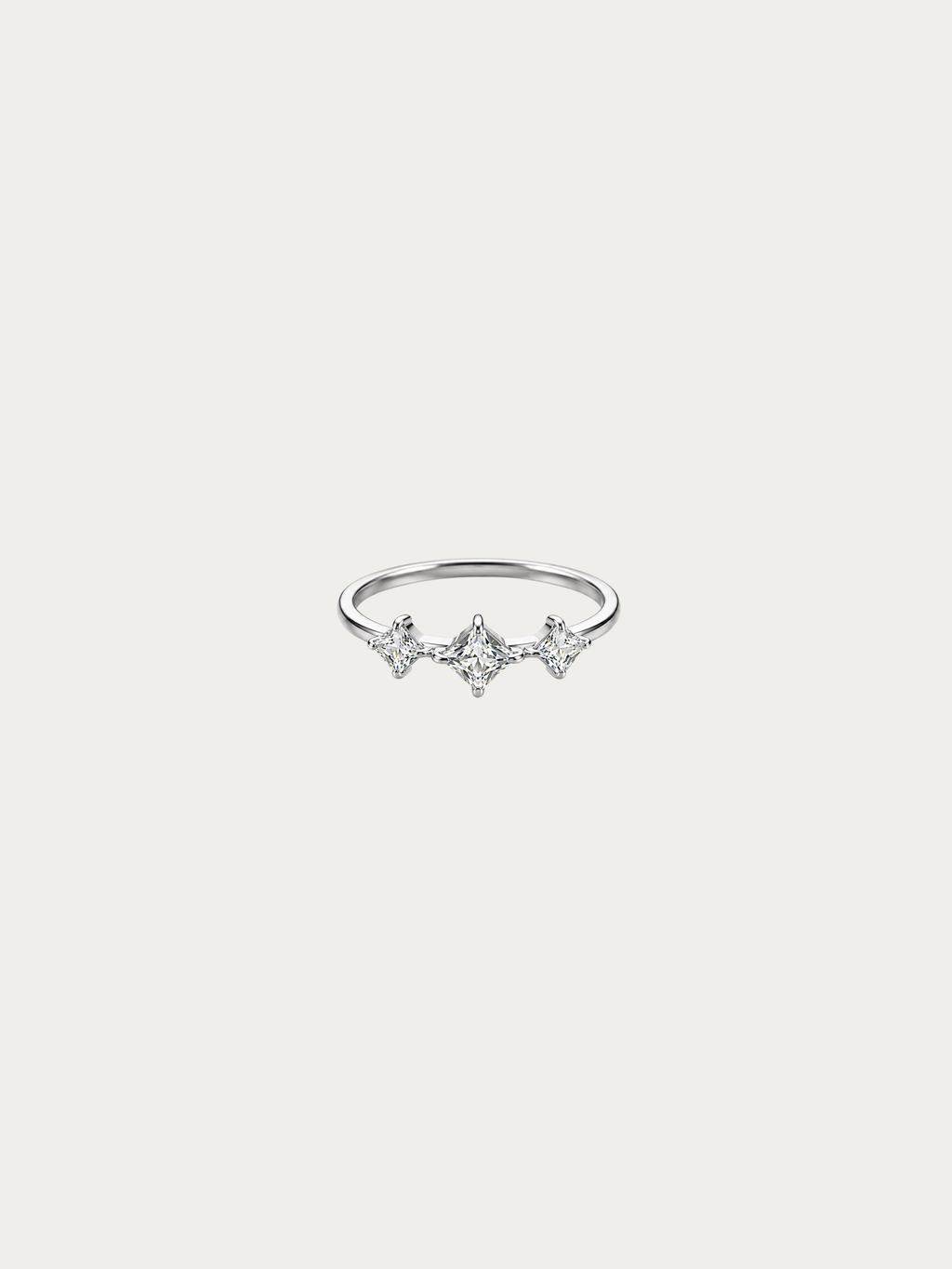 Pulse Three-Stone Ring in polished silver stainless steel