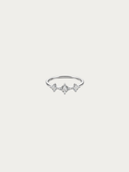 Pulse Three-Stone Ring in polished silver stainless steel