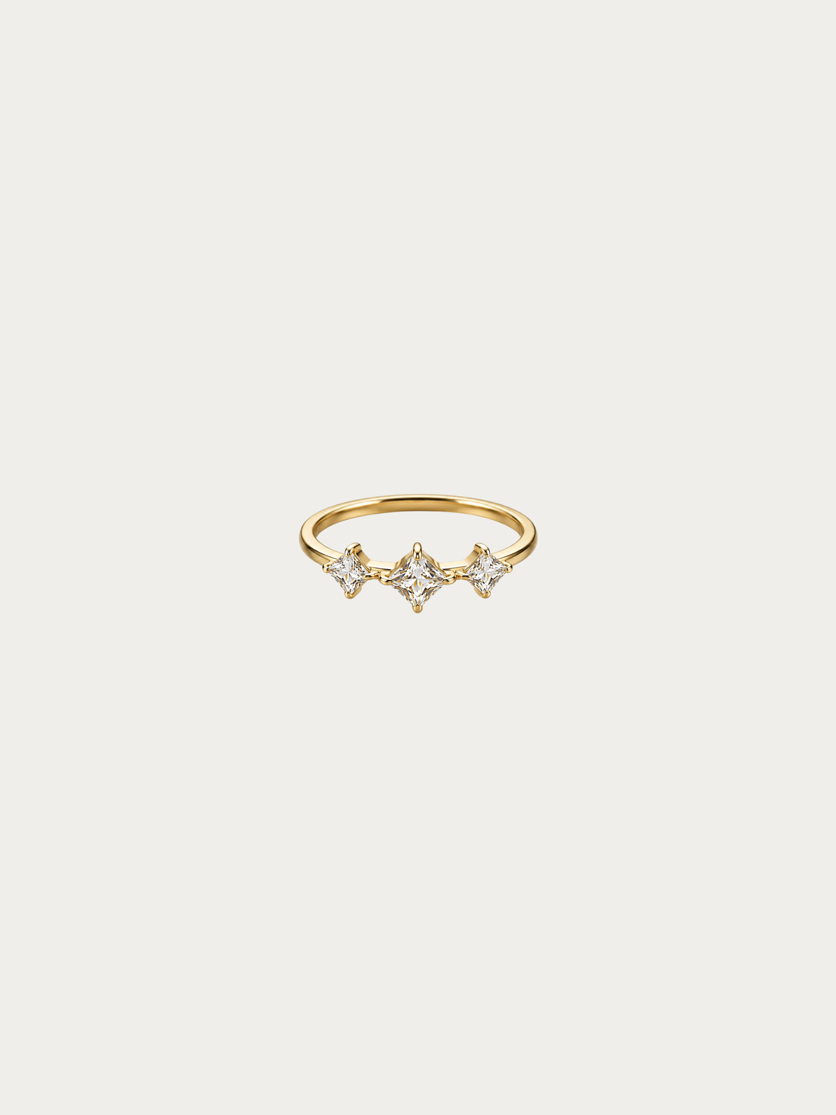 Pulse Three-Stone Ring in polished gold stainless steel