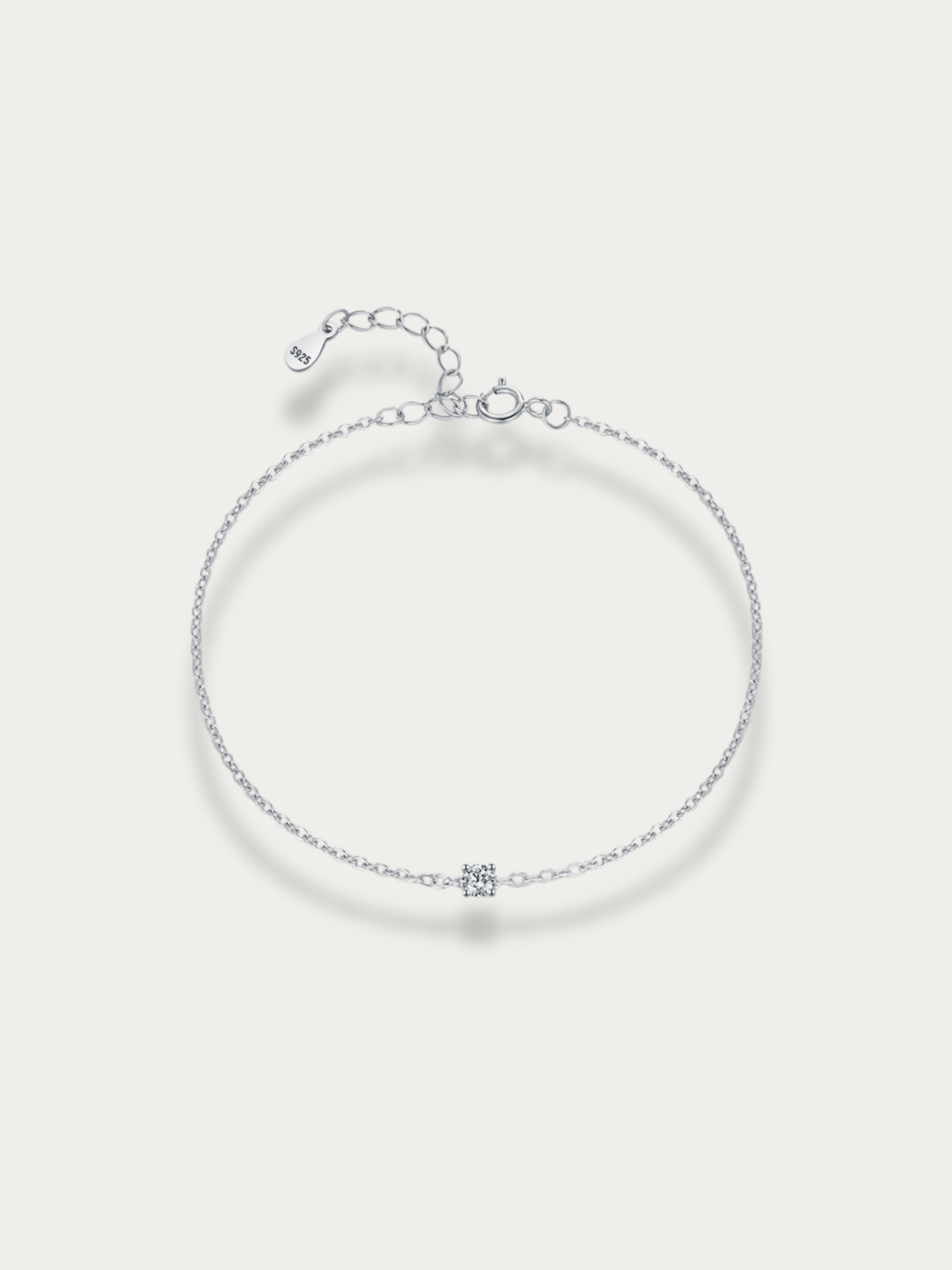 Ray Moissanite Bracelet 3mm 0.10ct silver stone