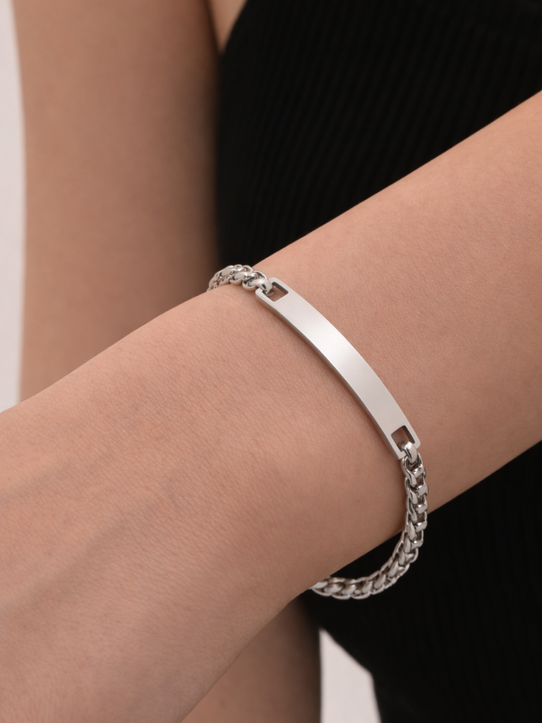 Minimal chain ID bracelet water resistant