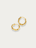 Reiko Bamboo Hoop Earrings pair in gold-toned stainless steel with bamboo texture, studio hero shot