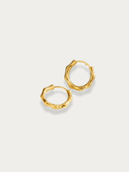 Reiko Bamboo Hoop Earrings pair in gold-toned stainless steel with bamboo texture, studio hero shot