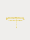 REMY Paperclip Bead Chain Bracelet in gold, full view