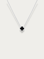 reversible clover necklace black and mother of pearl
