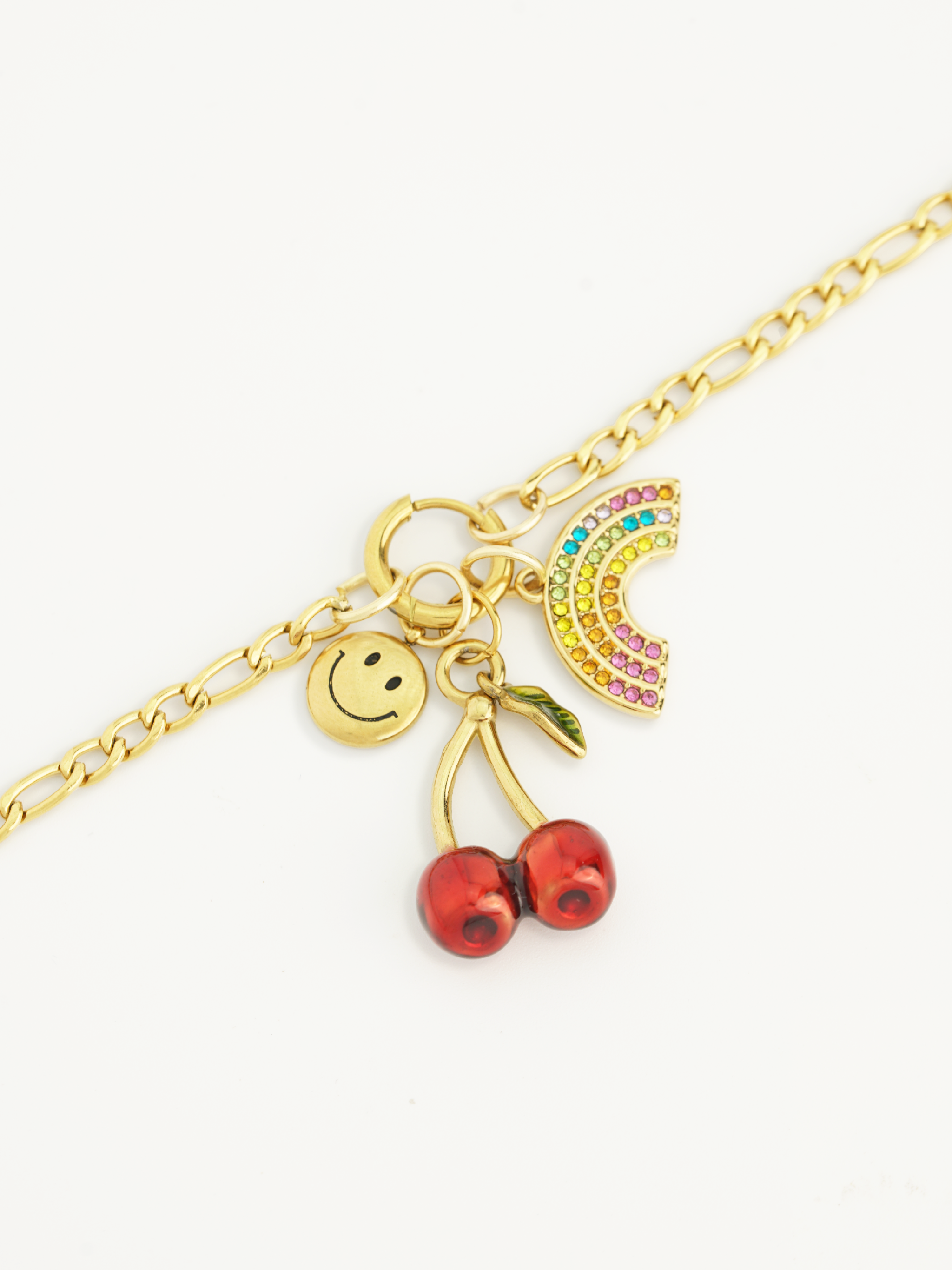 Rhinestone rainbow charm 18K gold plated accessory