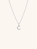 rhodium plated moon necklace silver