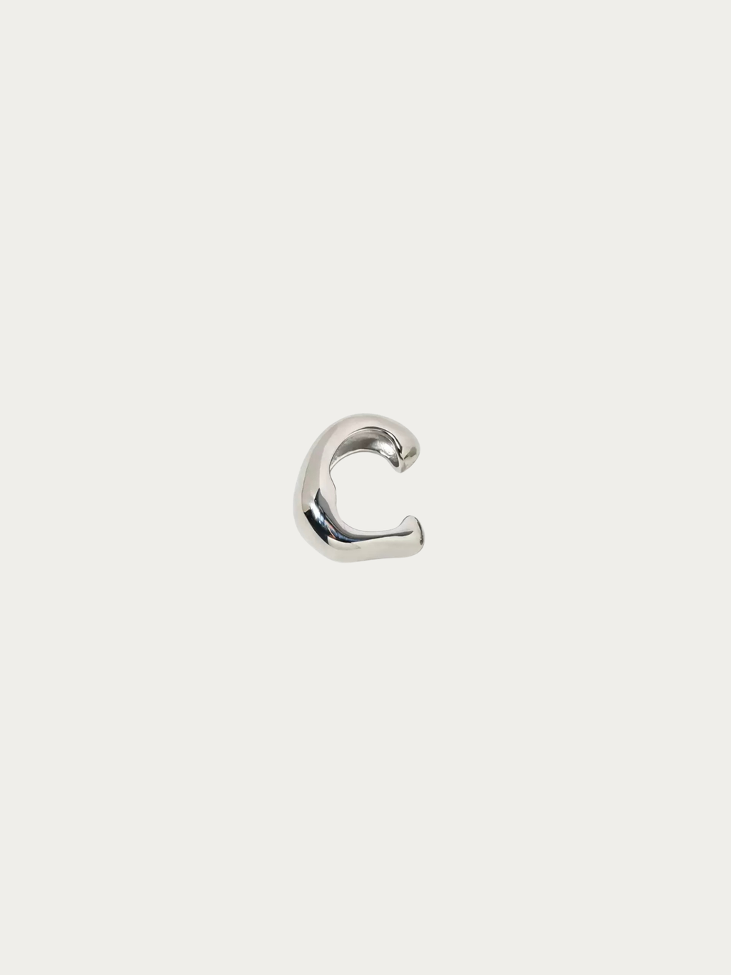 Ridge Sculptured Single Ear Cuff in polished silver stainless steel