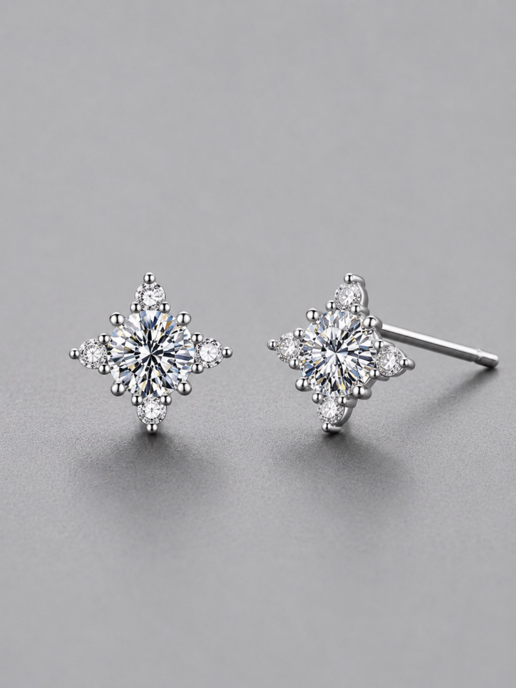 Macro detail of starburst moissanite setting on Rosaline 1-Carat Starburst Moissanite Stud Earrings