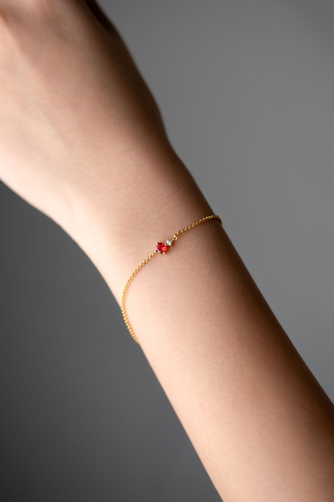 Model wearing SCARLET Red Diamond Bracelet on wrist