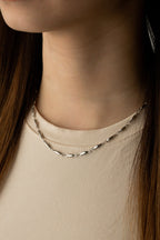 Seed Chain Necklace worn on neck, minimalist chain necklace Malaysia lifestyle