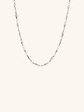 Seed Chain Necklace silver tone stainless steel, rice-link seed chain 40cm, product flatlay