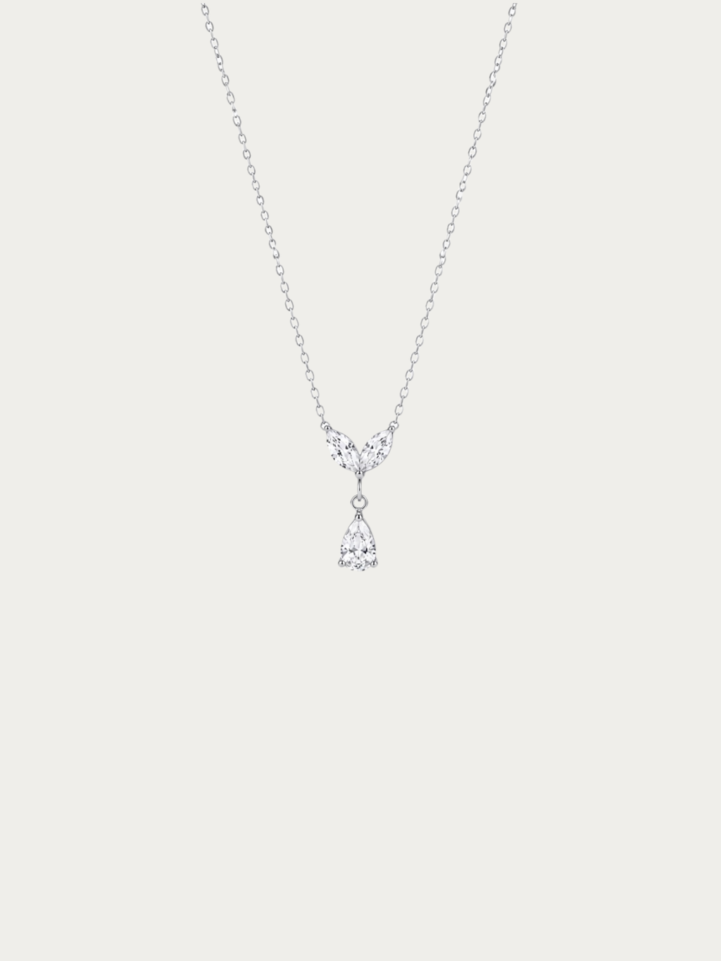 Seraphine Diamond Drop Necklace with marquise and pear-cut stones in silver
