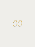Seren Textured Hoop Earrings gold tone titanium, 15mm oval rope-textured hoop, product flatlay