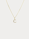 SIERRA Sparkling Moon Necklace in gold, full view