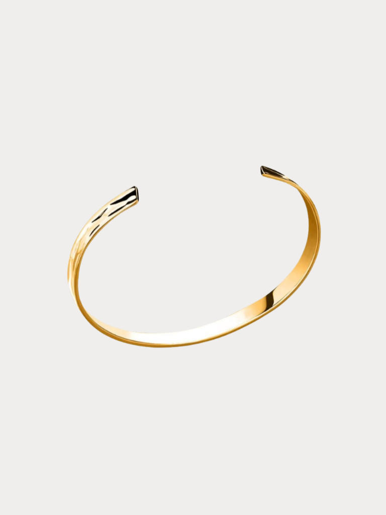 Sleek Pressed Bangle in gold, studio hero shot