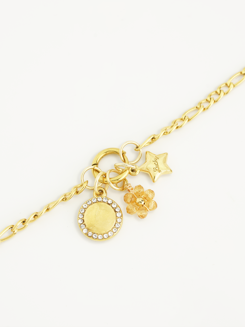 Small lucky star charm gold plated bracelet necklace