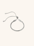 Statement Snake Chain Adjustable Bracelet silver tone stainless steel, 4mm snake chain with slider ball, product flatlay