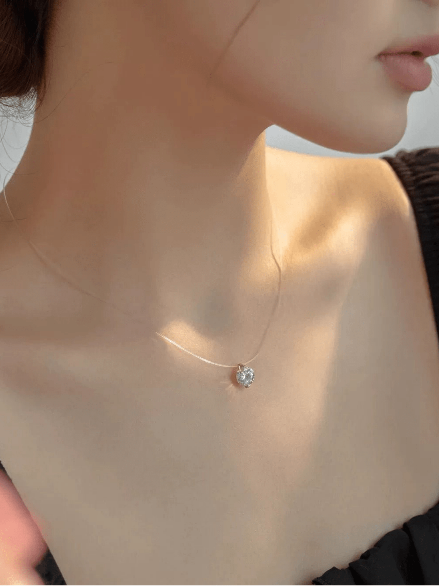 Lightweight floating CZ necklace- Minimalist Lab
