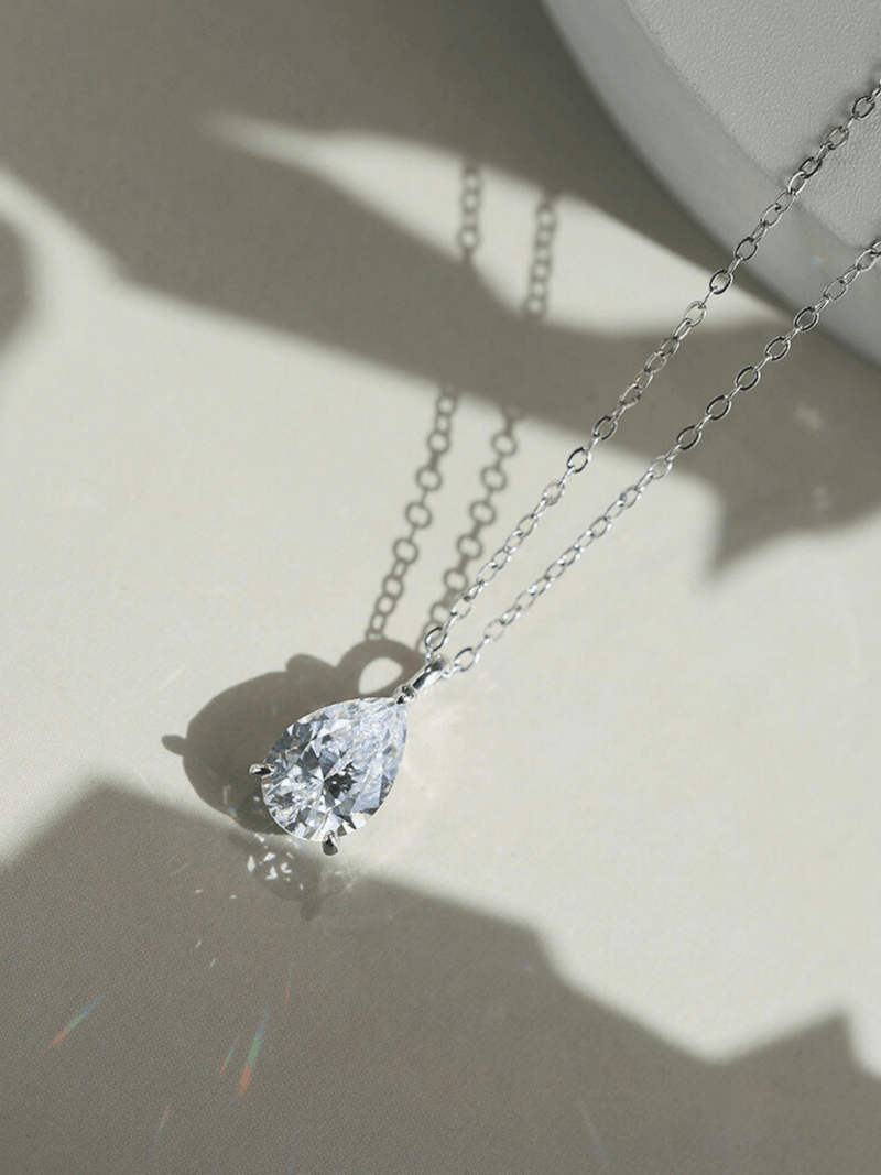 Sterling silver teardrop CZ necklace MNML