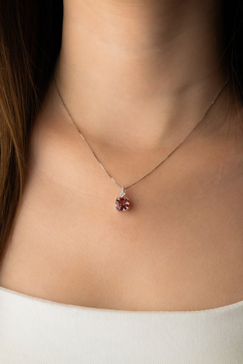 SYLVIE Morganite Gemstone Sterling Silver Necklace - Minimalist Lab