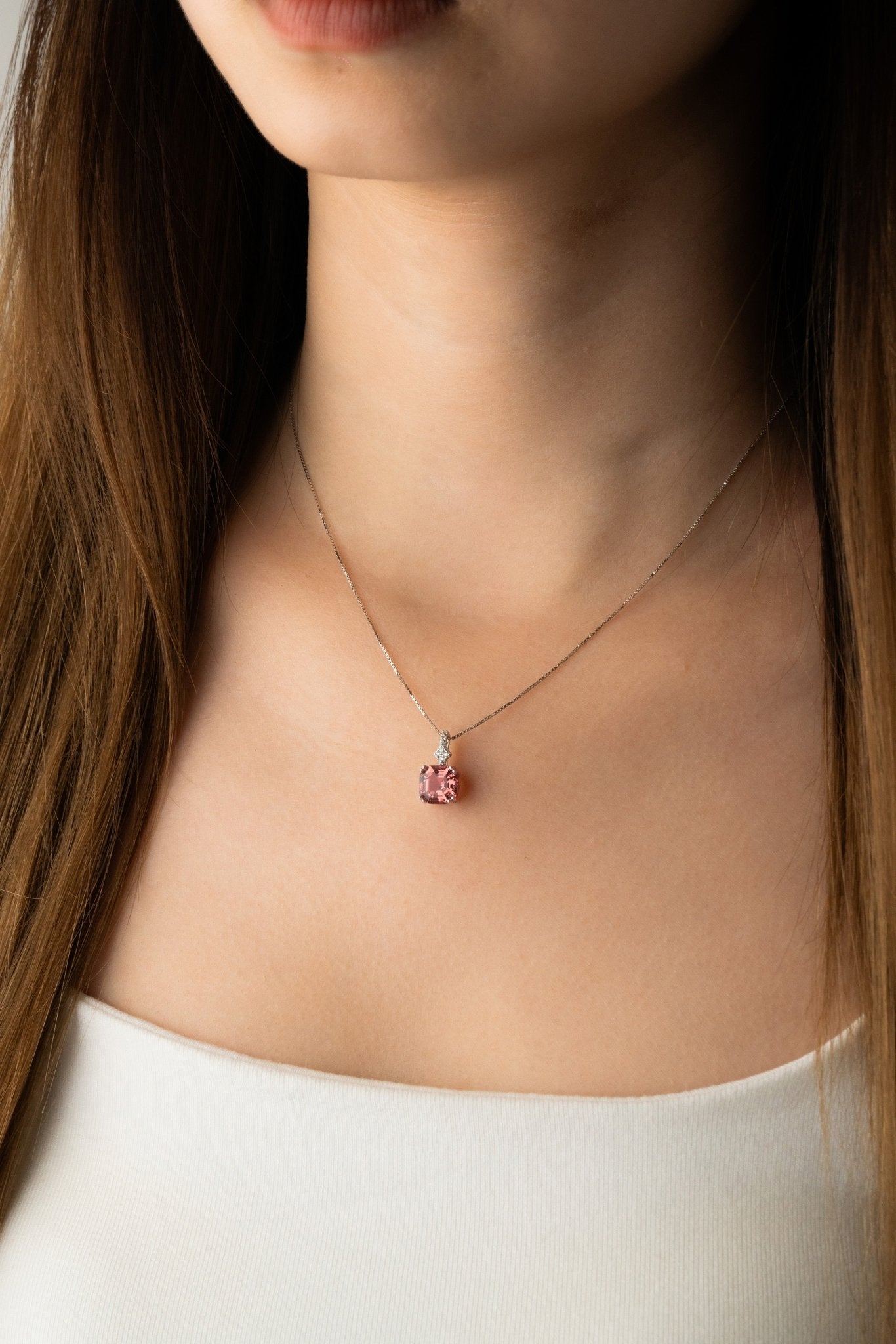 SYLVIE Morganite Gemstone Sterling Silver Necklace - Minimalist Lab