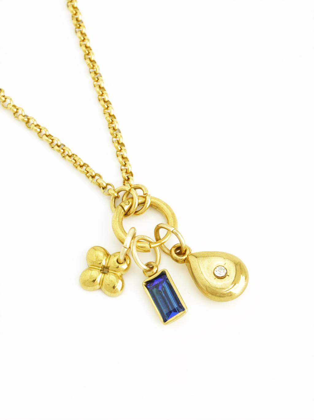 Gold teardrop charm with crystal DIY jewellery