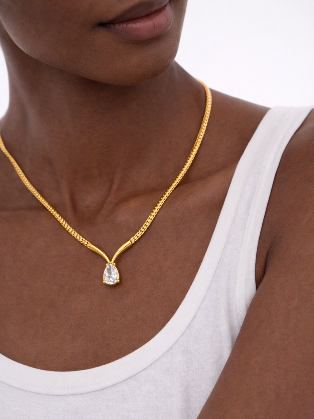 Teardrop CZ curb chain necklace MNML