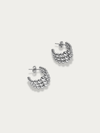 textured silver statement hoop earrings