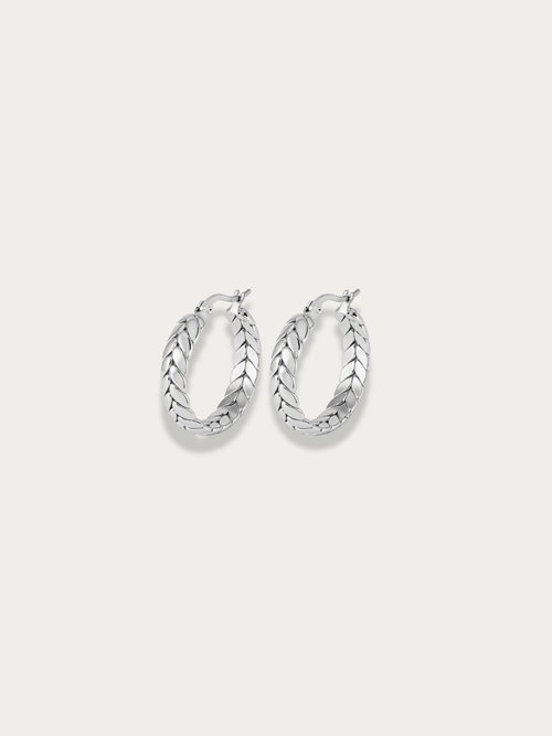 textured wheat chain hoop earrings