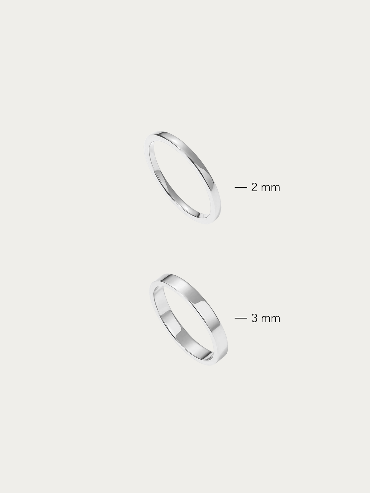Theo 2mm Classic Band Ring shown at scale for size reference