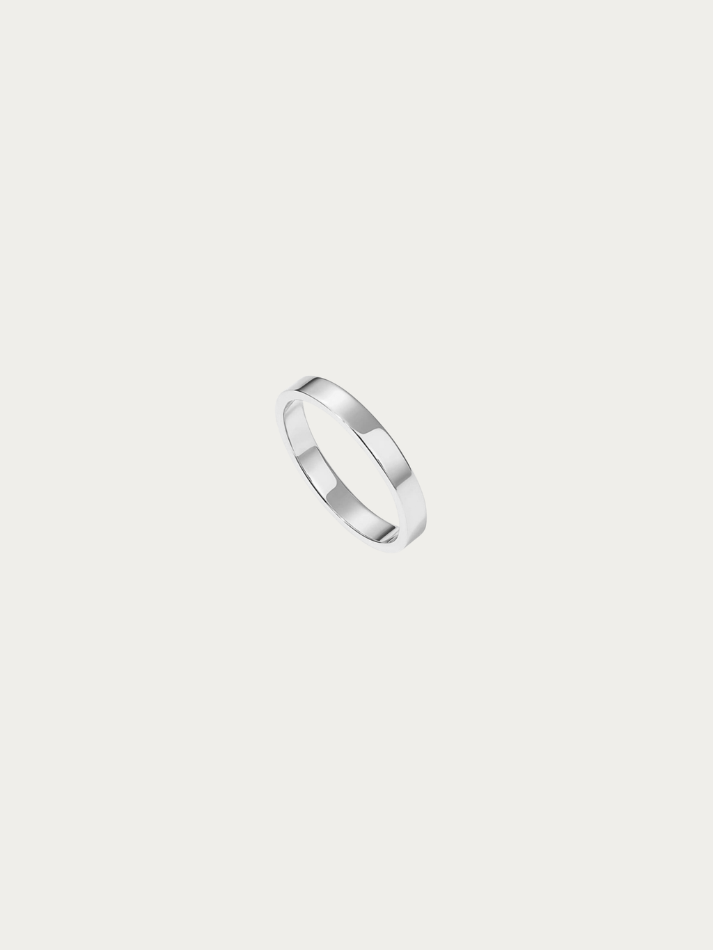 Theo 3mm Classic Band Ring in polished silver titanium