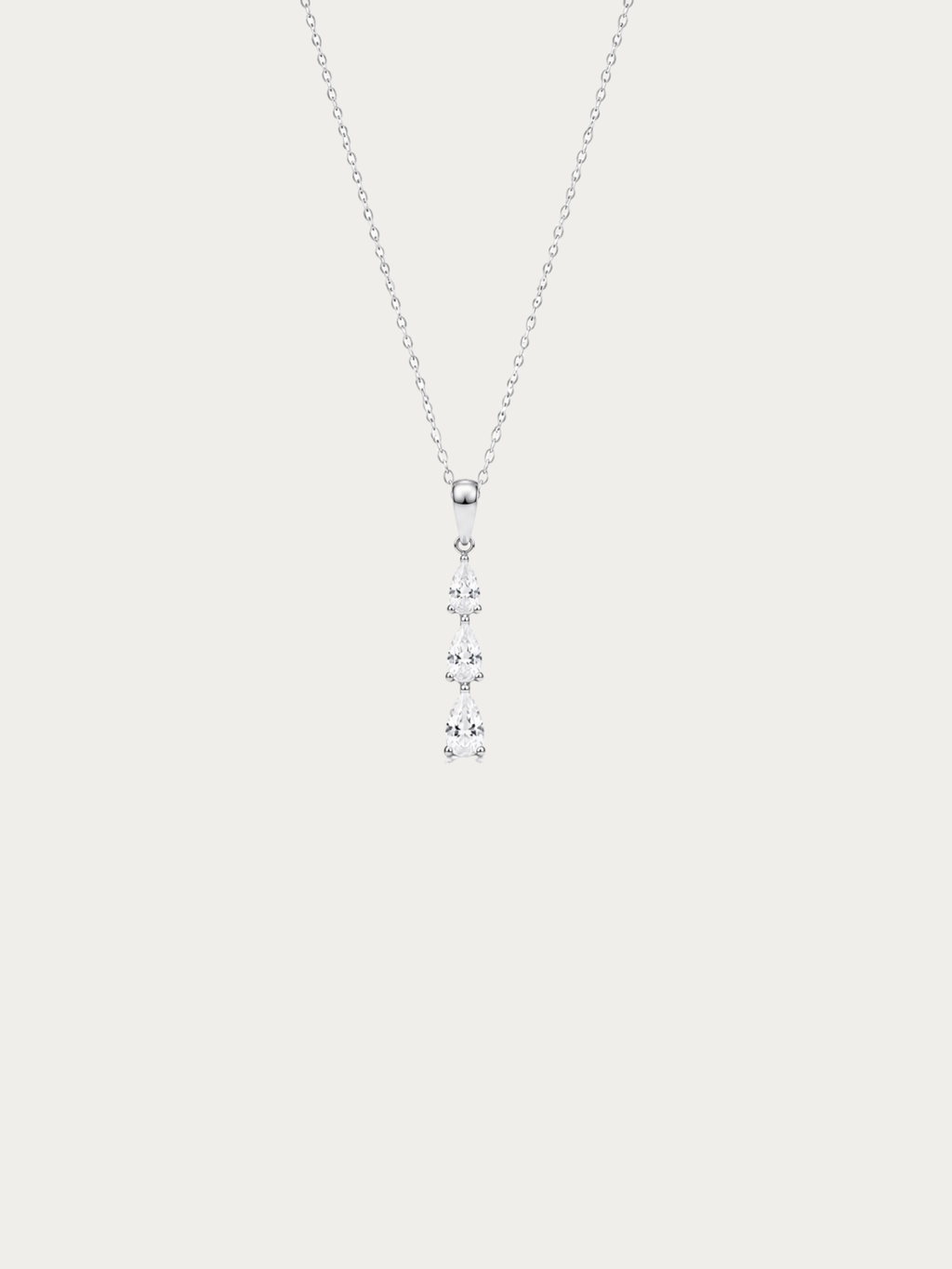 Tinker Dewdrop Necklace in silver titanium with pear-cut stones