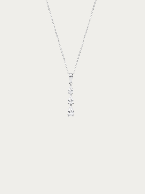 Tinker Dewdrop Necklace in silver titanium with pear-cut stones