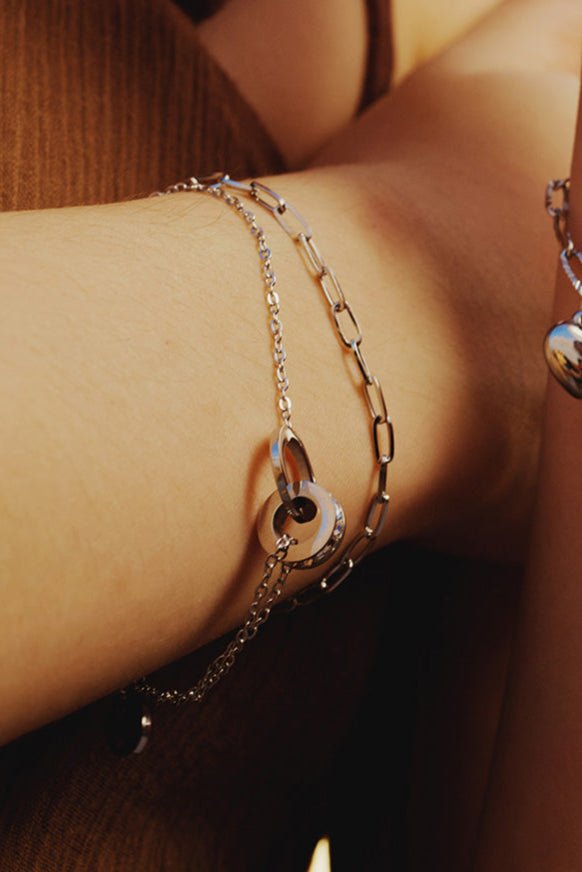 titanium steel bracelet with diamond accents close up