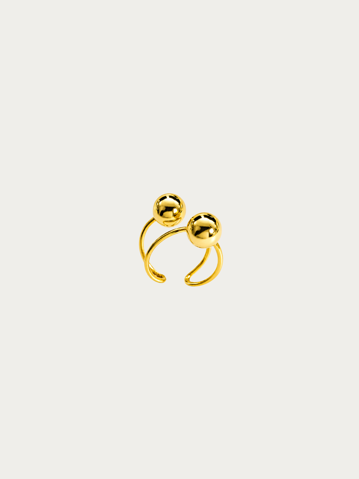 Tristan Adjustable Duo Bead Ring in polished gold titanium