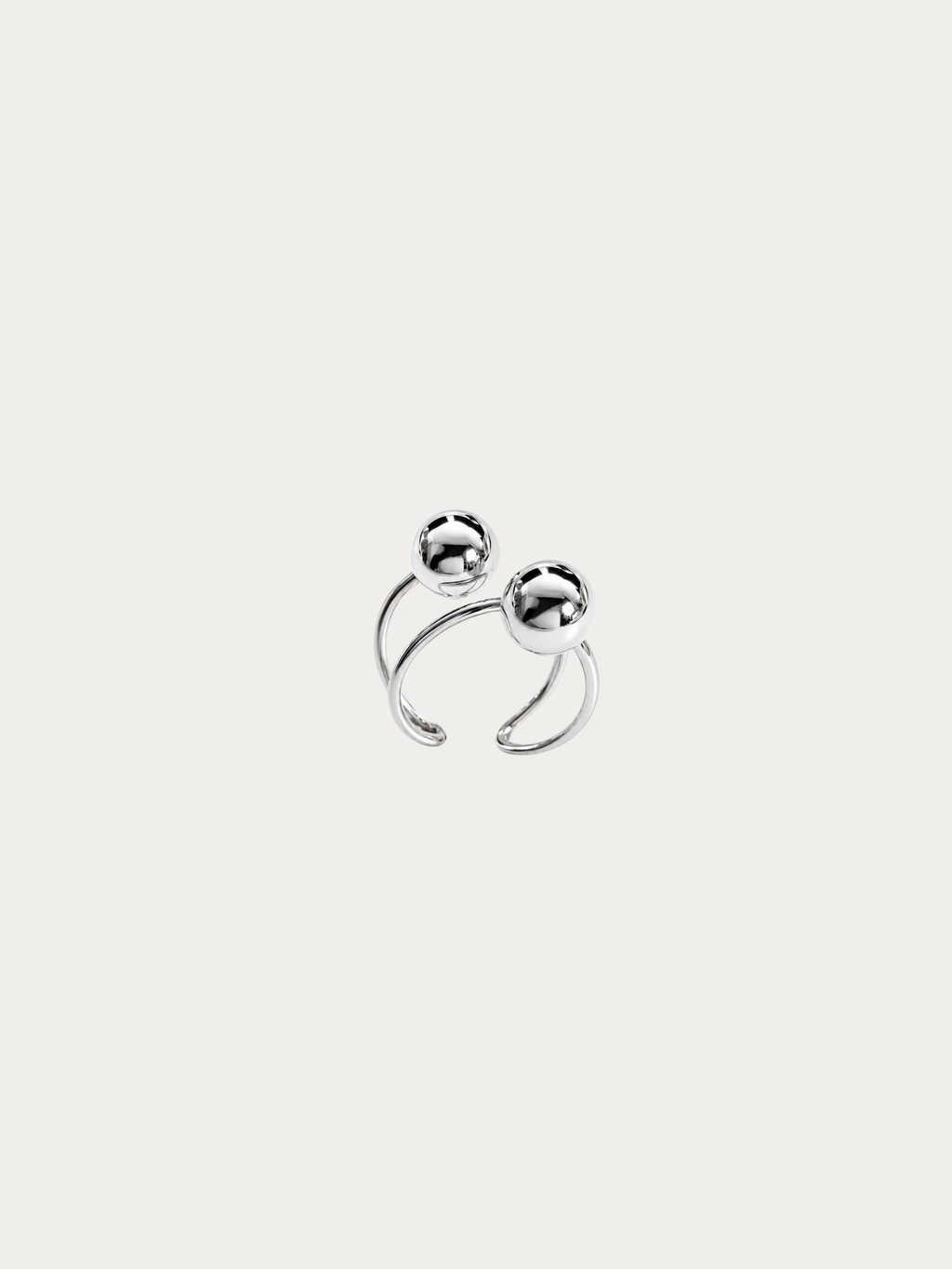 Tristan Adjustable Duo Bead Ring in polished silver titanium